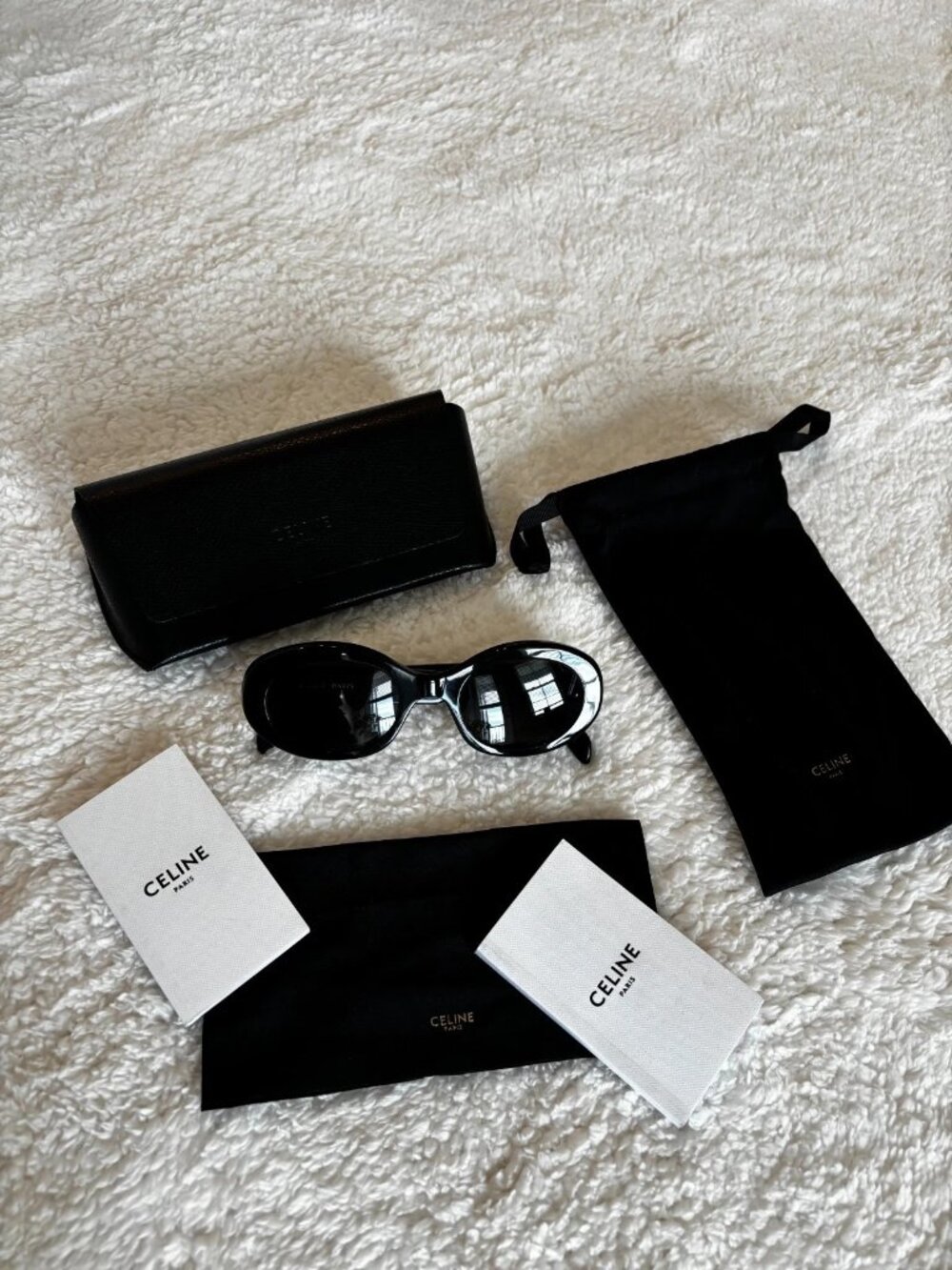 Celine Triomphe Oval Women Sunglasses CL40194U 01A Black Frame